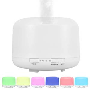 lot 1109 image: 500ml Premium Essential Oil Diffuser,Quiet 4-in-1 Ultrasonic Aromatherapy Humidifier,7 Color LED Lights,with Adjustable Automatic Timer Off Function and Spray Mode. (White,Classic Model)