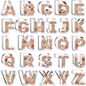 lot 1120 image: 4 Inch Alphabet Letter Cookie Cutter Set - 26 Pcs Extra Large Xzhloym Cookie Cutters Shapes Biscuit Fondant Baking Molds for Christmas New Year Birthday Holiday Party Decorations - Stainless Steel