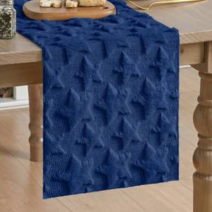 lot 2043 image: Artoid Mode Blue Soft Plush Faux Fur Jacquard Patriotic Stars 4th of July Table Runner, Memorial Day Holiday Kitchen Dining Table Decoration for Home Party Decor 13x60 Inch