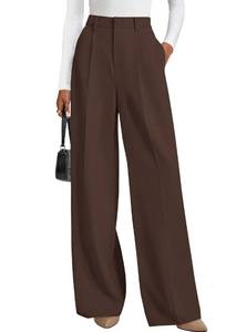 lot 2062 image: PRETTYGARDEN Wide Leg Pants for Women Trendy 2026 Fall High Waisted Business Casual Outfits Work Pant Trousers (Coffee,Medium)