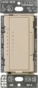 lot 2093 image: Lutron Maestro Countdown Timer Switch for Fans and Lights, Timer Switch for Lights, 3A150-Watt LED Bulbs, Single-PoleMulti-Location, MA-T51MN-TP, Taupe