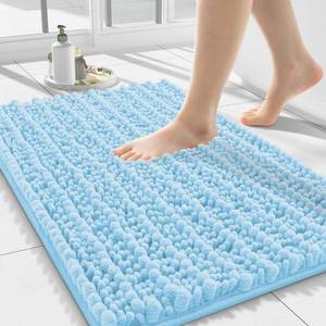 lot 2118 image: Smiry Bathroom Rugs Mat 24x16, Extra Soft Absorbent Chenille Bath Rugs, Non Slip Rubber Backing Machine Washable Quick Dry Bath Mats for Bathroom Floor, Tub, Shower, Home Decor Accessories, Sky Blue