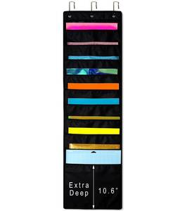lot 2138 image: ZENXUS Hanging Organizer, 12x12 Paper Storage, Deep Pocket Vinyl Holder, for Cardstock, Scrapbook, Craft Paper, 3 Door Hooks Included