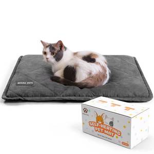 lot 3025 image: Mora Pets Self Heating Cat Bed Self Warming Cat Pad Thick Thermal Pet Bed Mat 24 x 18 Inches with Removable Cover Machine Washable Ultra Warm Mat for Outdoor Indoor Cats and Small Dogs