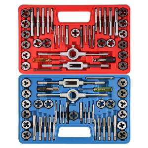 lot 3989 image: Anfrere 80pcs Tap and Die Set, SAE & Metric Tap Die Wrench Set, Metric Standard M3 to M12 Coarse Fine Rethreading Threads Bits for Cutting External and Internal Threads, NC, NF, NPT Repair Tools