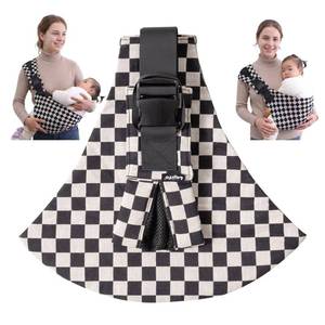 lot 4186 image: Lujifo Baby Sling Carrier, Premium Cotton Blend Baby Carrier for Toddlers, Adjustable & Breathable Toddler Carrier with Ventilated Straps, Lightweight & Travel-Friendly Design (Ebony Check)
