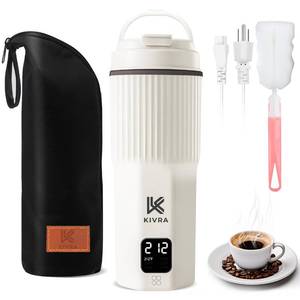 lot 4202 image: KIVRA Travel Kettle-316 Stainless Steel Portable kettle, 450mL Portable Water Boiler with 6 Temperature Control, Auto Shut Off & Boil Dry Protection, Small Electric Kettle for Global Use (100-240V)