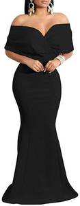 lot 4203 image: sexycherry Black Cocktail Dresses for Women Sexy Bodycon Off Shoulder Long Cocktail Prom Dress with Zipper for Evening Party(X-Large)