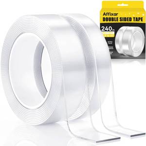 lot 4207 image: Affixar Double Sided Tape Heavy Duty 240, Extra Strong Waterproof Removable Nano Mounting Tape for Posters, Rugs, Picture Hanging, Wall Decor, Office & Outdoor Use Binding Tape