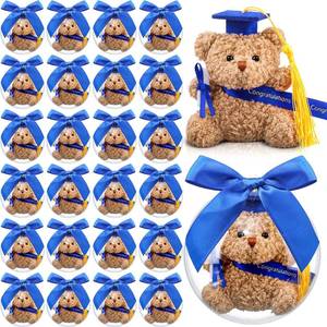 lot 4233 image: JolliLudo 75 Pcs 2026 Mini Graduation Bear Bulk Set with 25 Graduation Gift Mini Stuffed Bears 25 Clear Plastic Fillable Ornament Balls and 25 Bow 2026 Party Favors(Blue)