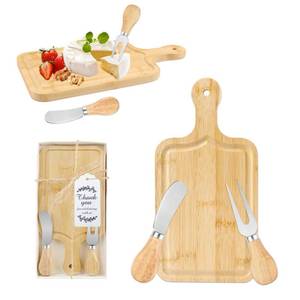lot 4240 image: 1 Set Baby Shower Prize for Game Winners Adults, Bridal Shower Prize for Guests, Small Cheese Board Gift Set with Wood Mini Charcuterie Board, Knives, Forks, Thank You Card & Gift Box