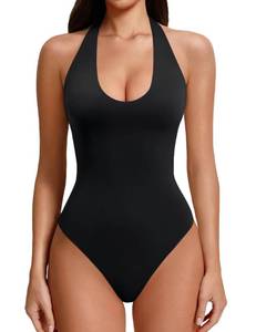 lot 4242 image: Avidlove Black Body Suit Women Sexy Halter Tank Bodysuits Summer Sleeveless Backless Going Out Tops XL