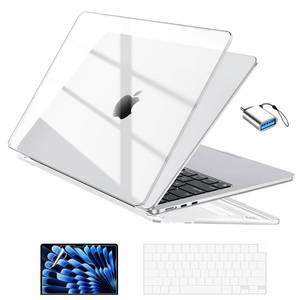 lot 4246 image: EooCoo Compatible with MacBook Air 13 inch Case M5 2026-2022 M4 M3 M2 Model A3449 A3240 A3113 A2681, Mac Air 13.6 inch Hard Shell & Keyboard Cover & Screen Film & Type-C, Crystal Clear