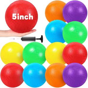 lot 5711 image: Hiboom Playground Balls 5 Inch Dodgeball Playground Balls Kick Outdoor Inflatable with 1 Pcs Hand Pump for Adults Yoga Exercise Gym Schoolyard(Multi Color,12 Pcs)