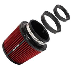 lot 5716 image: 3 3.5 4 Inlet Car Replacement Cold Air Intake Filter 76mm 89mm 102mm 3 Sizes in 1 High Flow Performance Cone Air Filter (Red)