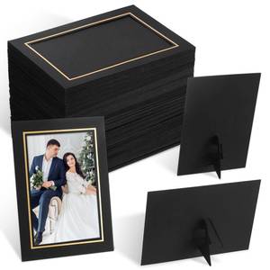 lot 5720 image: Tenceur 100 Pcs Graduation Paper Picture Frames with Easel 4 x 6 Inch Cardboard Photo Frame Standing Kids Art Photo Cards Bulk for DIY Crafts Collage Display Classroom Wedding(Black)