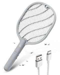 lot 5731 image: Mosiller Electric Fly Swatter, 3800V Handheld Bug Zapper Racket, Type-C Rechargeable, Mosquito Zapper for Indoor Outdoor, 3-Layer Safety Mesh, Easy to Use, Lightweight (Basic 1 Pack)