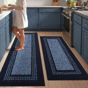 lot 5736 image: hicorfe Kitchen Runner Rugs,Set of 2 Non Slip Kitchen Mats for Floor,Vintage Stain Resistant Kitchen Mat Floor Carpet for Hallways Entryway Laundry Room Washable(20x5920x48,Blue)