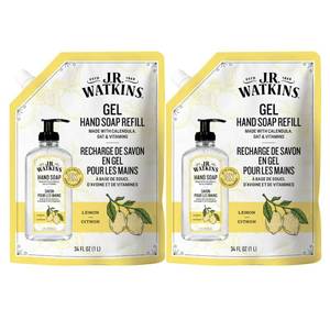 lot 6021 image: J.R. Watkins Gel Hand Soap Refill, Moisturizing Hand Wash, Formulated with Plant-Based Cleansers, Alcohol-Free, Cruelty-Free, Lemon, 34 Fl Oz, 2 Pack
