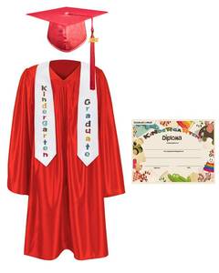 lot 6023 image: GraduationMall Kindergarten Graduation Cap Gown Stole Package with 2026 Tassel, Certificate Red Small 27(36-39)