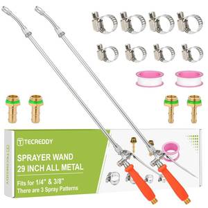 lot 6024 image: Tecreddy Sprayer Wand Replacement, 2 Pack 29 Inch All Metal Pump Spray Wand Replacement for Tank Sprayer with Stainless Steel Tubes, 14 38 Brass Barbs Joint Parts for Weed Lawn Plants Careing