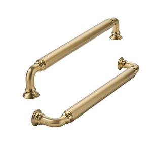 lot 6028 image: khtumeware 2-Pack Brushed Brass Heavy-Duty Solid Cabinet Pulls, 6 Inch (152mm) Hole Center, Satin Gold Drawer Pulls, Cabinet Hardware, Suitable for Kitchen Cabinets, Bathrooms and Dressers
