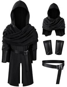 lot 6050 image: TOKYO REVENGERS Kids Medieval Renaissance Pirate Costume Knight Cosplay Outfit LARP Costume Accessories Set(BK 130) size 130