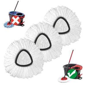 lot 6051 image: Mop Replace Head, 3 Pack Spin Mop Replacement Head Easywring 1-Tank System, Easy Cleaning, Microfiber, Machine Washable