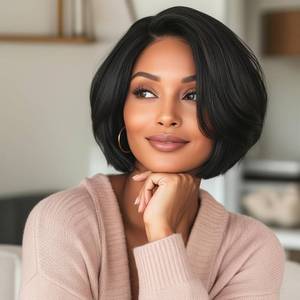 lot 6059 image: BeiSDWig Short Bob Wig, Synthetic Hair, Black, Natural Looking Synthetic Hair Wigs for Women Female Wig Bob Hairstyles Brown Hair (Black)