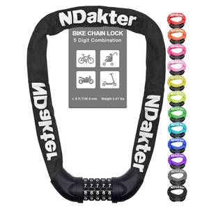 lot 6060 image: NDakter Bike Chain Lock, 5 Digit Combination Heavy Duty Anti Theft Bicycle Chain Lock,2.623.24.2756Ft Long Security Resettable Bike Locks for Bike, Bicycle, Scooter, Door, Gate, Fence-46mm Thick