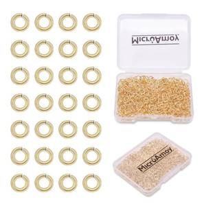 lot 6076 image: MICROAMOY 1000pcs 14k Gold Filled Jump Rings,Non Tarnish Gold Open Jump Rings for Necklace Bracelet Earrings DIY Jewelry Making Supplies (0.7x4mm, Gold)