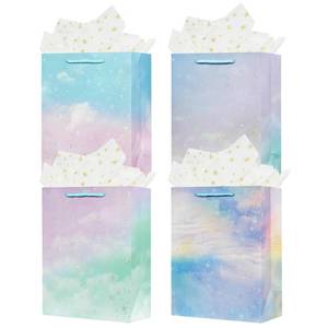 lot 6097 image: OFIHANLY 4Pcs 9 Small Size Gift Bag with Handles for Women Men Girls Boy Baby Kids Party Star Paper Gift Wrap Bags with Tissue Paper for Birthday, Party, Baby Shower, Wedding, Bridal Shower, Anniversary lot of three
