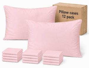 lot 6123 image: ZPECC Pillow Cases Standard Size Set of 12, 20x26 Envelope Closure Pillowcases, Soft Plain Brushed Microfiber Covers Hypoallergenic Breathable, Pink