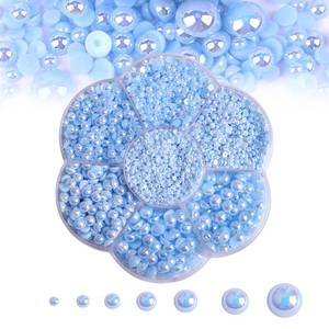 lot 6126 image: 5600PCS Half Round Pearls Flatback Imitation Pearls for Crafts,7 Sizes for DIY Nails Art Crafting,Jewelry Making, Shoes,Cup,Phone Decoration (05 Light Blue AB)