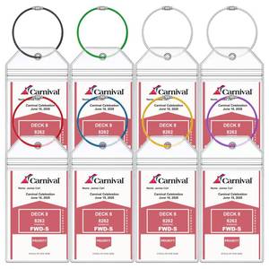 lot 6142 image: Carnival Cruise Luggage Tag Holders, 8 Pcs Zip Seal Clear Cruise Luggage Tag Holder with Steel Loops for All Carnival Cruise Line Ships & Tags for Cruises in 2025 & 2026