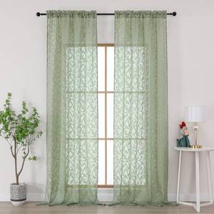 lot 6149 image: Gwine Sheer Curtains 96 Inches Long 2 Panels Set, Light Filtering Clip Jacquard Textured Curtain for Living Room Bedroom, Soft Airy Rod Pocket Farmhouse Curtains, Sage Green, 42 Wx96 L Inch, 2PCS