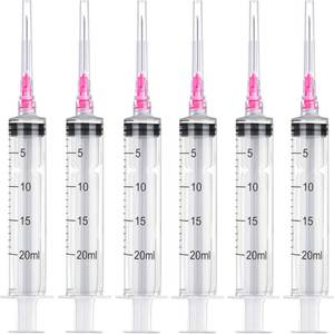 lot 6153 image: A12 Pack 20ml Plastic Syringe Luer Lock with 18Ga, Measuring Syringe Tool for Scientific Labs, Epoxy Resin, Craft, Machine Oil, Ink or Glue Applicator, Individual Package