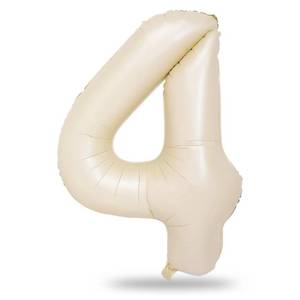 lot 6157 image: Cream 4 Balloons, 40 Inch Large Beige Foil Number Balloons Set 0-9, Self Inflating White Sand Digital 4 Helium Balloon for Boys Girls Women Birthday Anniversary Party Decorations Photo Shoot Supplies