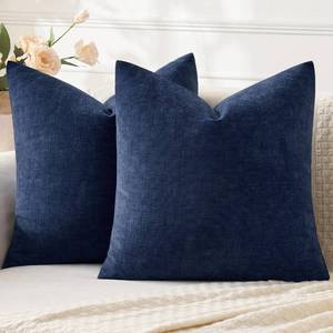 lot 6163 image: MIULEE Navy Couch Pillow Covers 20x20 Inch, Set of 2 Soft Chenille Decorative Square Throw Pillow Covers Farmhouse for Sofa Living Room Bed