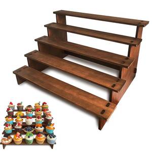 lot 7048 image: Umgozrz Wooden Cupcake Stand 5 Tier Cupcake Stand Cupcake Holder Rustic Wood Cupcake Display Stand Wooden Dessert Display Stand