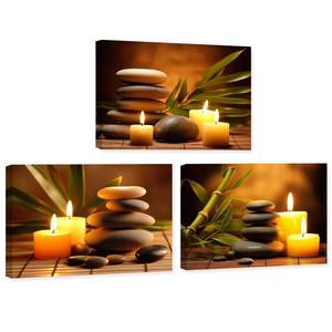 lot 7049 image: ARTZGX 3 Piece Zen Wall Art Zen Stones Canvas Spa Still Life Picture Print Meditation Candles Painting for Bathroom Decor Frame(Zen Stone - 1, 12x16inchx3P (30x40cmx3P))