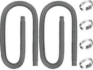 lot 7051 image: Jadive 2 Pcs Pool Hose for Above Ground 1.5 Inches Diameter Upgraded Pump Replacement 59 Inches Length Swimming with 4 Pcs Hose Clamps for Pool Pump Filter(Gray)