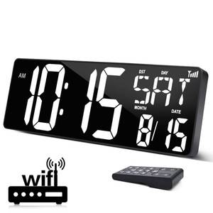 lot 7052 image: XREXS 16.5 in Large Display Wall Clock with TemperatureDateWeek, LED Big Digital Timer Clock with Remote Control, Alarm Clock for Home and Office, Auto-dimming
