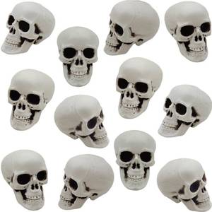 lot 7061 image: ZHANGBY 19pcs Halloween Skeleton Head, Mini Halloween Skull Decorations, Plastic Skeleton Head Props, Table Decor