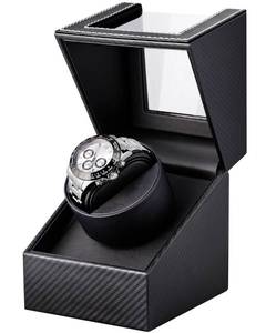 lot 7086 image: Watch Winder for Automatic Watches Automatic Single Watch Winder Box with Japanese Quiet Motor, Rotating Watch Case in Black Carbon Fiber Leather, Gifts for Men & Collectors