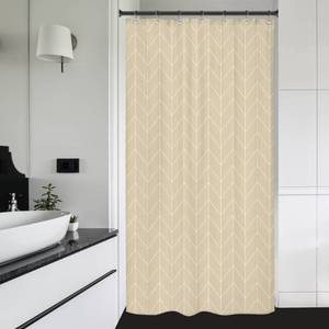 lot 8337 image: Riyidecor Tan Taupe Stall Small Half Size Shower Curtain 36x72 Inch Chevron Herringbone Geometric Striped RV Single Narrow Tiny Walkin Stand Up Dorm Decor Fabric Bathroom Set Polyester Waterproof