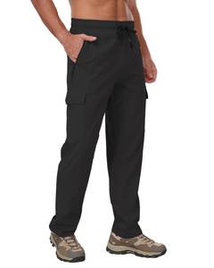 lot 8359 image: Mens Hiking Pants Water Resistant Lightweight Quick Dry Cargo Joggers for Workout Athletic Fishing HH24011 Black XL