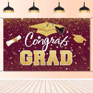 lot 8360 image: Graduation Party Decorations - Maroon Gold Congrats Grad Class of 2026 Backdrop Banner Large Sign Wall Decorations Photography Background Party Supplies for 2026 Graduation Party Decorations