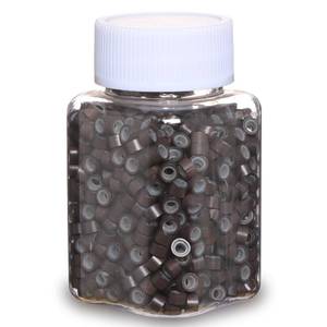 lot 8368 image: GOTDYA 1000pcs 5mm Dark Brown Extension Beads,Silicone Lined Micro Rings,MicroLink I Tip Weft Beads for Hair Tinsel and Feathers Extensions