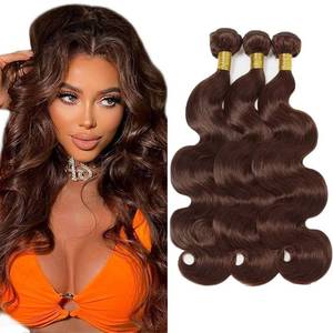 lot 8370 image: Color #4 Body Wave Bundles Brown Human Hair Bundle 22 24 26 Inch 150g Chocolate Brown Body Wave 3 Bundles #4 Color Human Hair Extensions